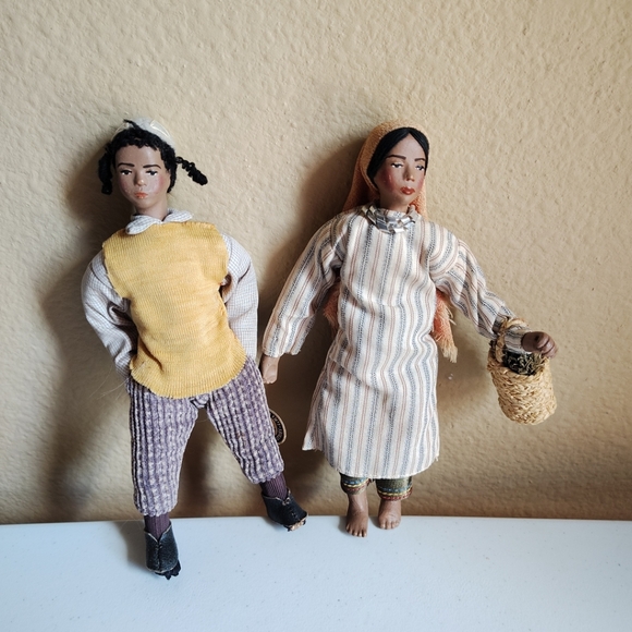 Wizo Home Industries 2 Handmade In Israel Poseable 7" Dolls -Newsboy, Woman - Picture 1 of 11
